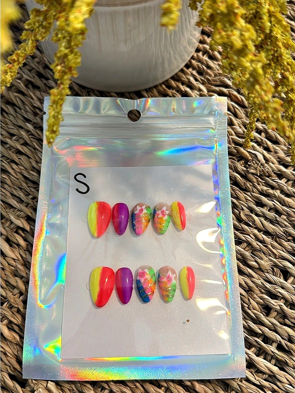 Multicolor & Pink Press-On Nails Small NWT